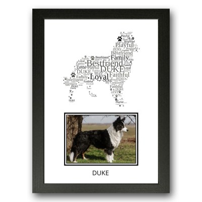 Personalised Border Collie Dog Word Art Gift